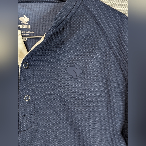 Rabbit Running Men's Large Blue Henley Thermal Long Sleeve Snap Front - Picture 5 of 9